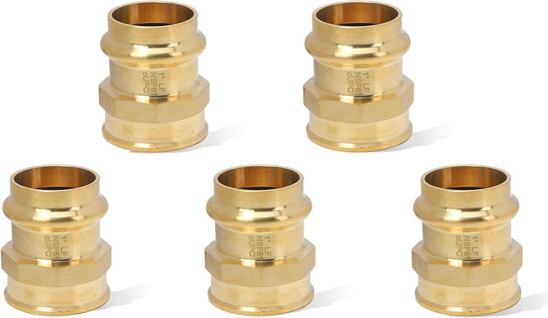 Abbiemo 5PCS 1 inch Propress x 1 inch NPT Female Adapter Pressure Copper Fitting ProPress Connect to Female NPT Pipe Lead-Free - Image 1